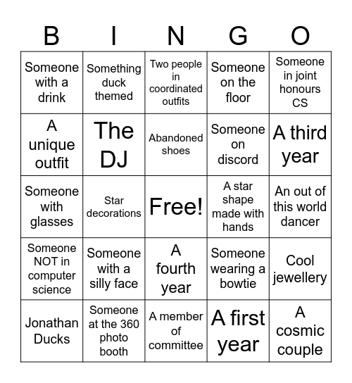 CS Ball 2025 Bingo Card