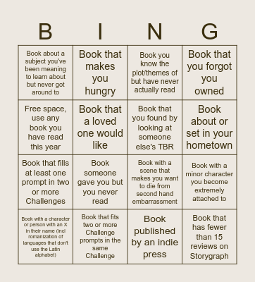 2025 Reading Bingo Card