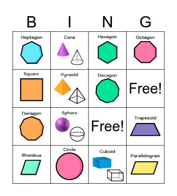 Geometric Shapes Bingo Card