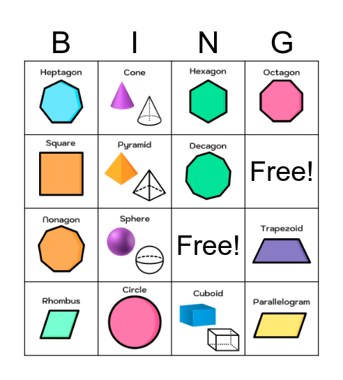 Geometric Shapes Bingo Card