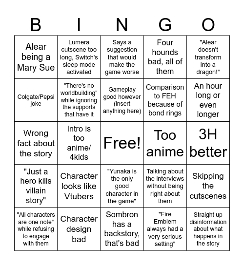 Engage criticism Bingo Card