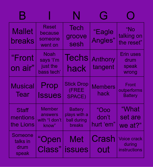 HVP FULL ENSEMBLE Bingo Card