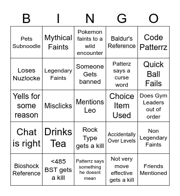 PATTERRZ Bingo Card