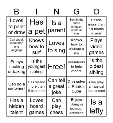 Human Bingo Card