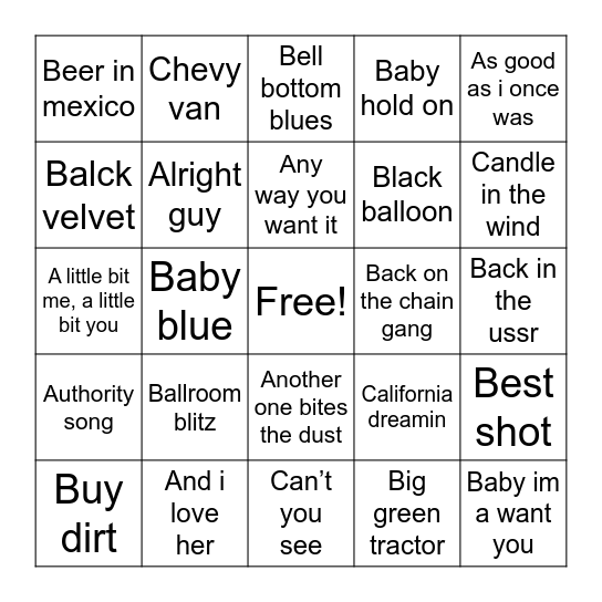 LMB 1/19/25 Bingo Card