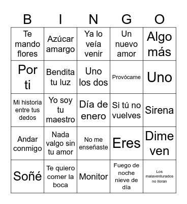 Bingo Chio Bingo Card