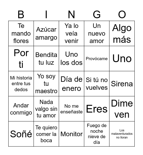 Bingo Chio Bingo Card