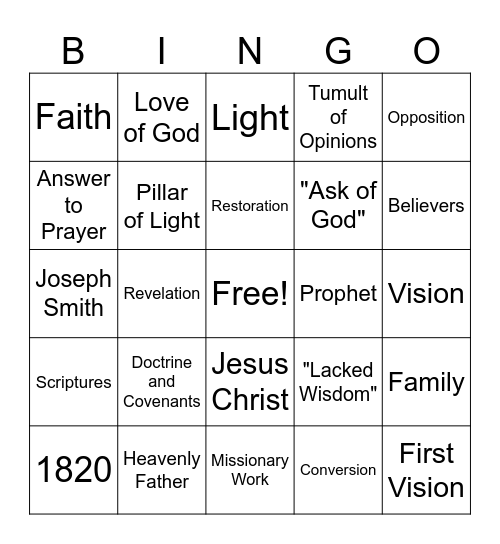 Scripture Bingo Card