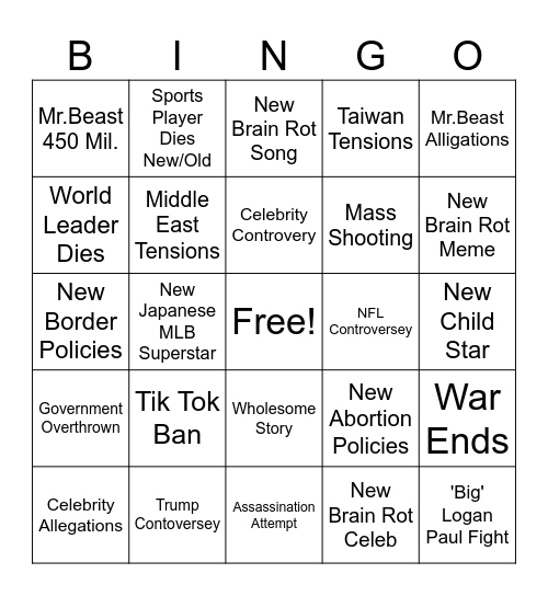 2025 Bingo Card