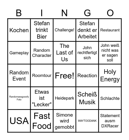 Stefan und John Bingo Card