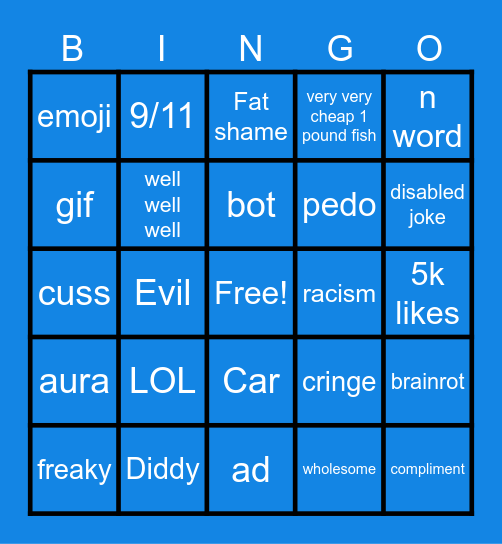 IG Comment Bingo Card