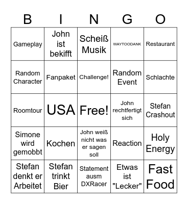Stefan und John Bingo Card