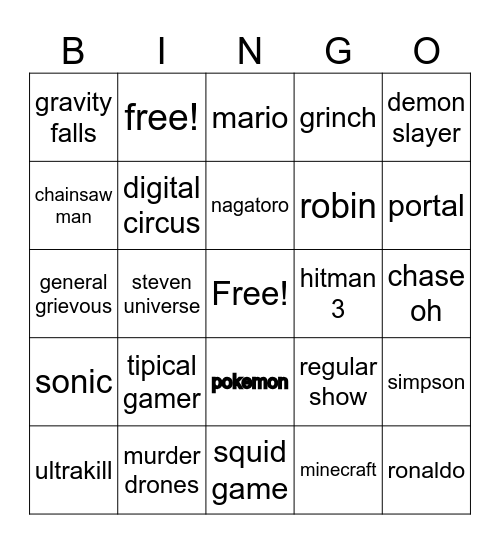 2025 fortnite collabs Bingo Card