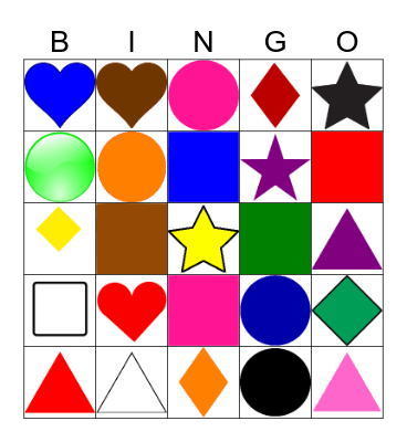 Shapes and Colours Bingo Card