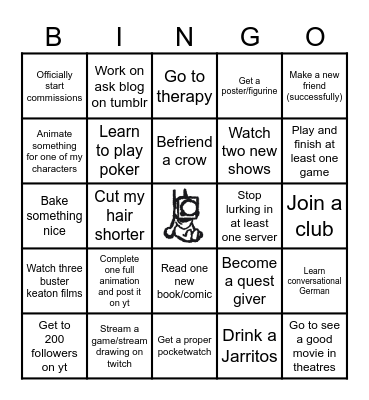 New Years Resolution Bingo Card