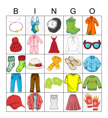 Les vêtements Bingo Card