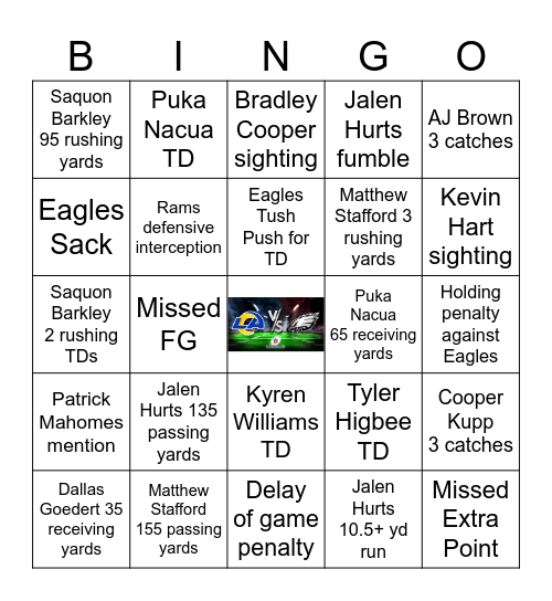 Rams at Eagles - January 19, 2025 Bingo Card
