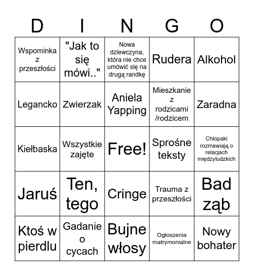 CHŁOPAKI Bingo Card