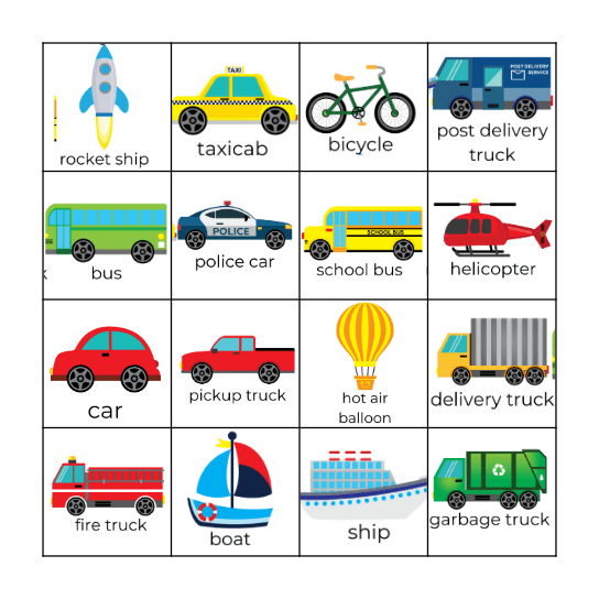 Vehicle BINGO Card
