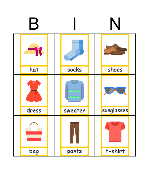 Bingo clothes Bingo Card