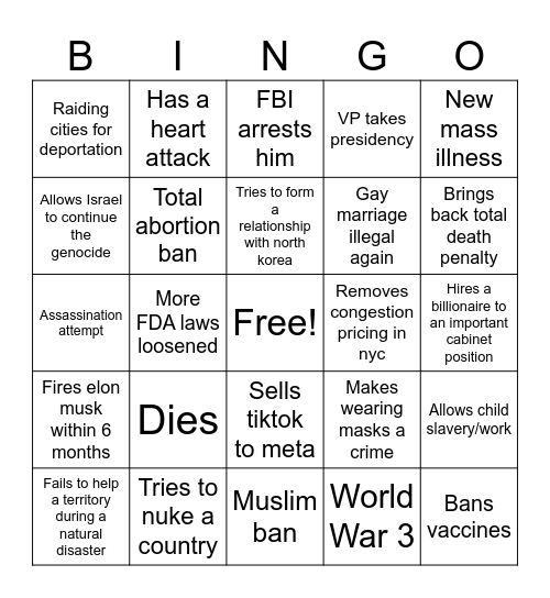 Batshit Bingo 2025 Bingo Card