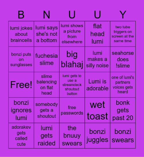 Limu Bingo Card