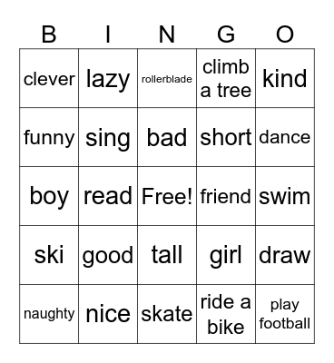 friends Bingo Card