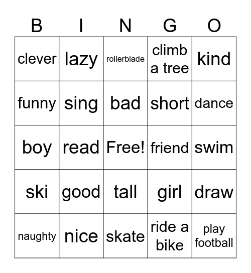 friends Bingo Card
