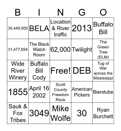 LECLAIRE Bingo Card