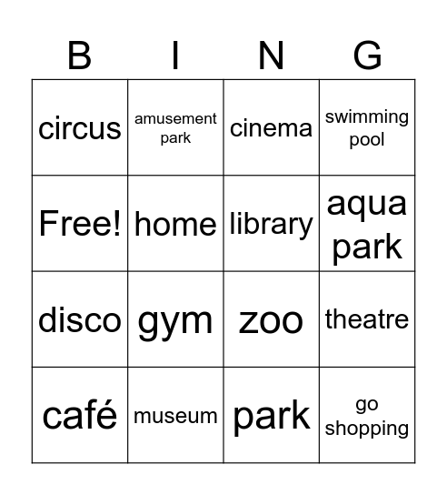 day off Bingo Card
