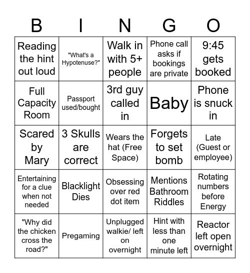 102 Bingo Card