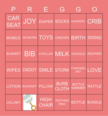 PREGGO Bingo Card