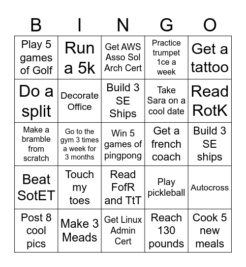 2025 Bingo Card