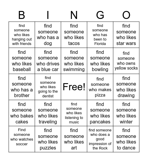 Get to Know You BINGO! Bingo Card