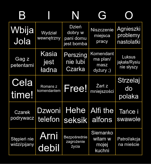 13 posterunek Bingo Card
