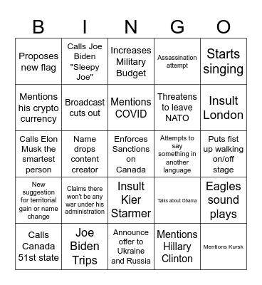 Trump Bingo Card