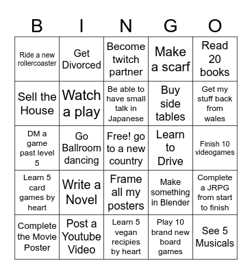 Life Bingo Card