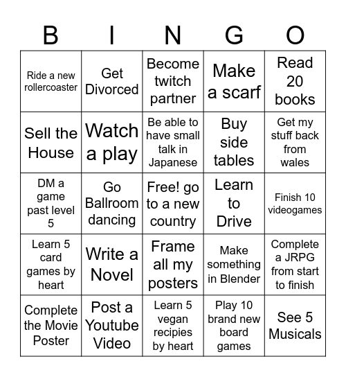 Life Bingo Card