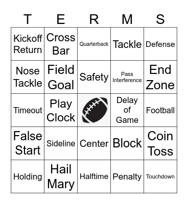 FOOTBALL Bingo Card