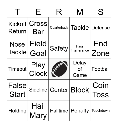 FOOTBALL Bingo Card