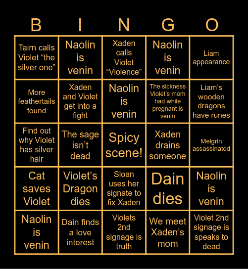 Onyx Storm Bingo Card