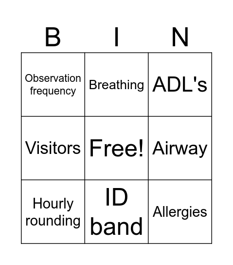 Documentation Bingo Card