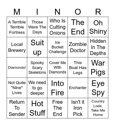 Minecraft Bingo Card