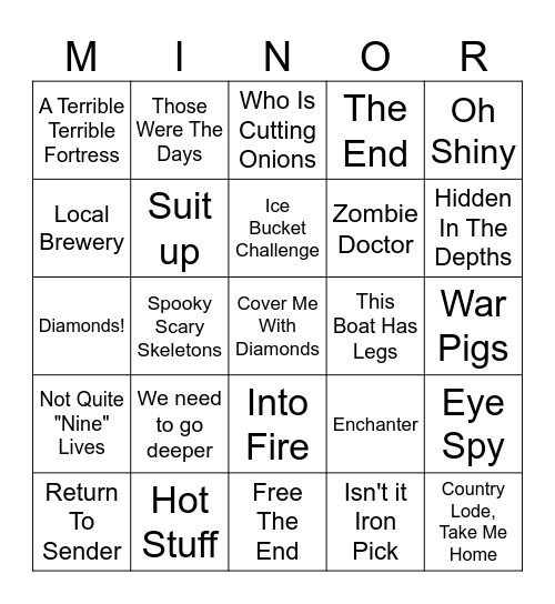 Minecraft Bingo Card