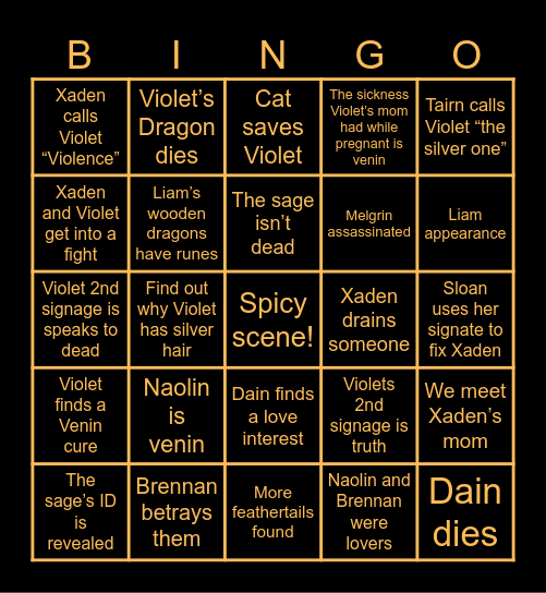 Onyx Storm Bingo Card