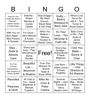 Duets Bingo Card