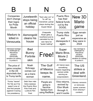 2025 Bingo Card