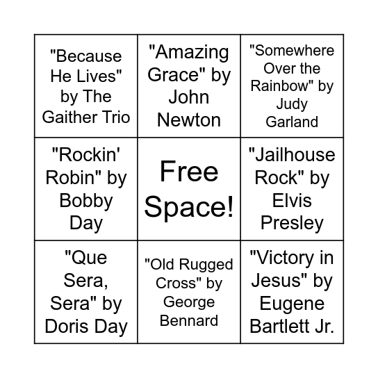 Music Bingo! Bingo Card