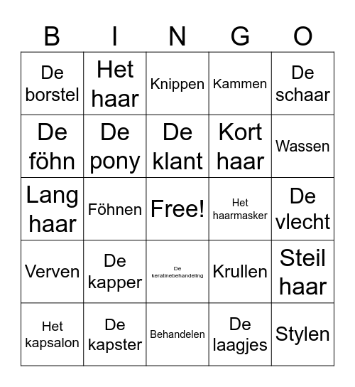 Woordenschat Bingo Card