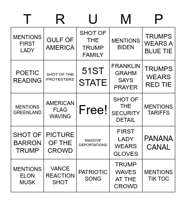 INAUGURATION DAY BINGO Card